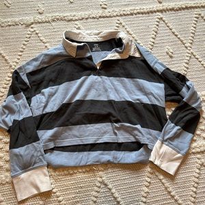 Striped cropped collared shirt
